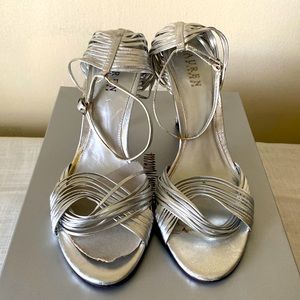 Ralph Lauren Silver Strap Stilettos. Size 9